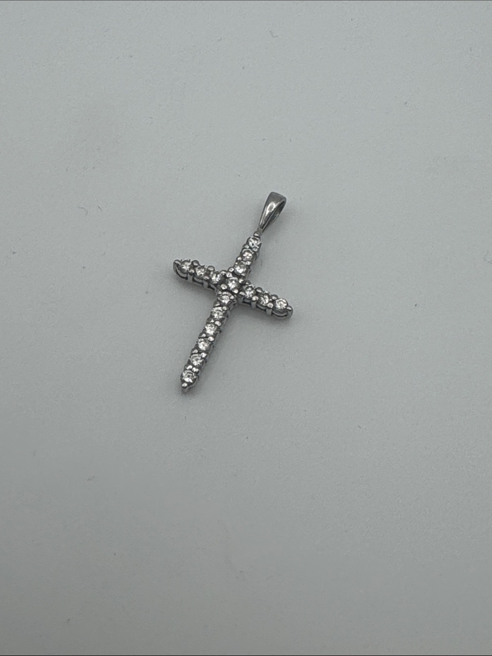 Sterling Silver ELLE Crystal Cross Pendant Necklace with ruby